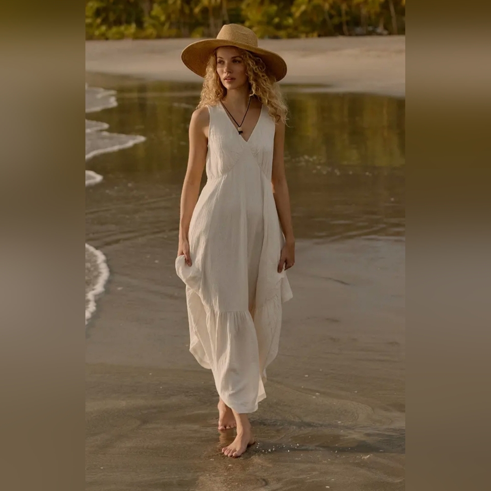 Pact Women's Organic Cotton Coastal Double Gauze Maxi Dress